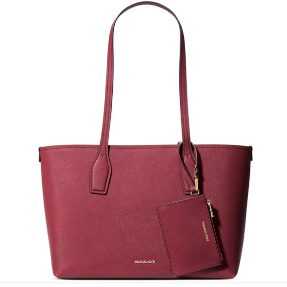 Michael Kors Deep Red Charlie Tote With Small Zip Case NWT Handbag Beautiful - Picture 1 of 14